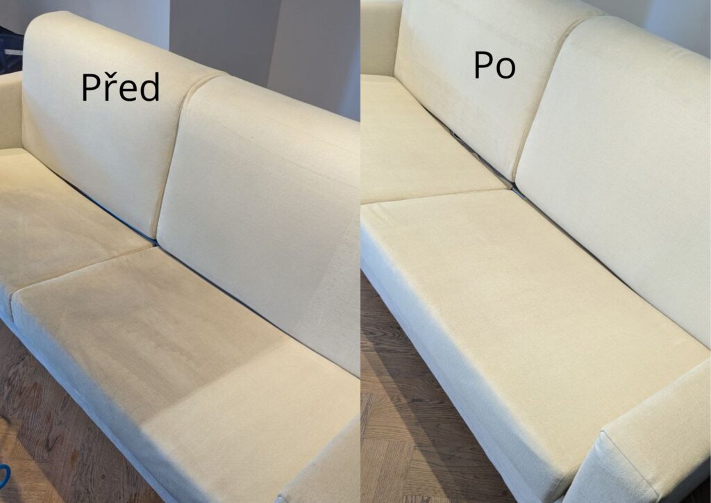 Sedačka — hloubkové čištění — před a po