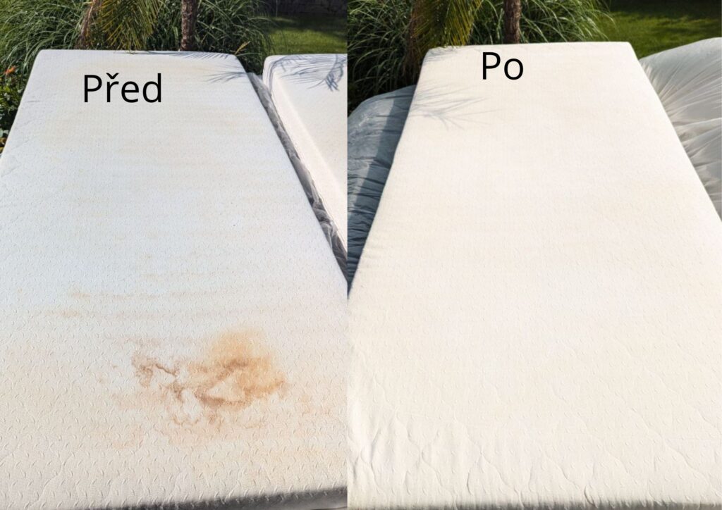 Matrace — odstranění skvrn — před a po