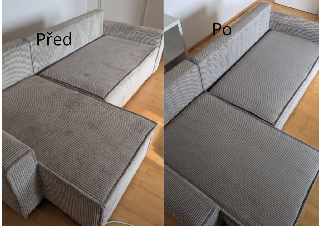 Sedačka — hloubkové čištění — před a po