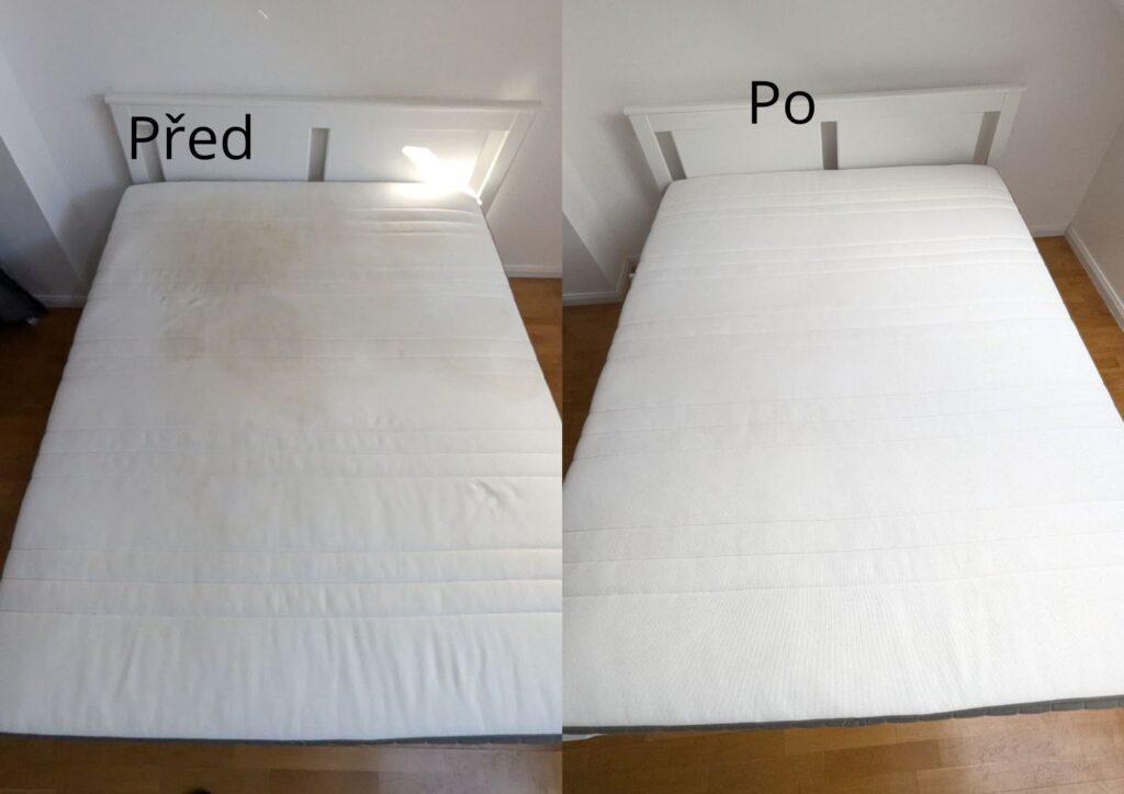 Křesla — čištění čalounění — před a po