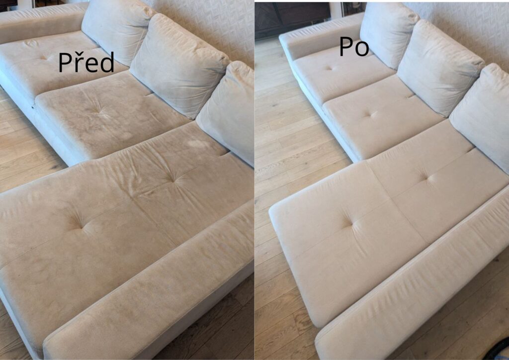 Sedačka — oživení barev — před a po