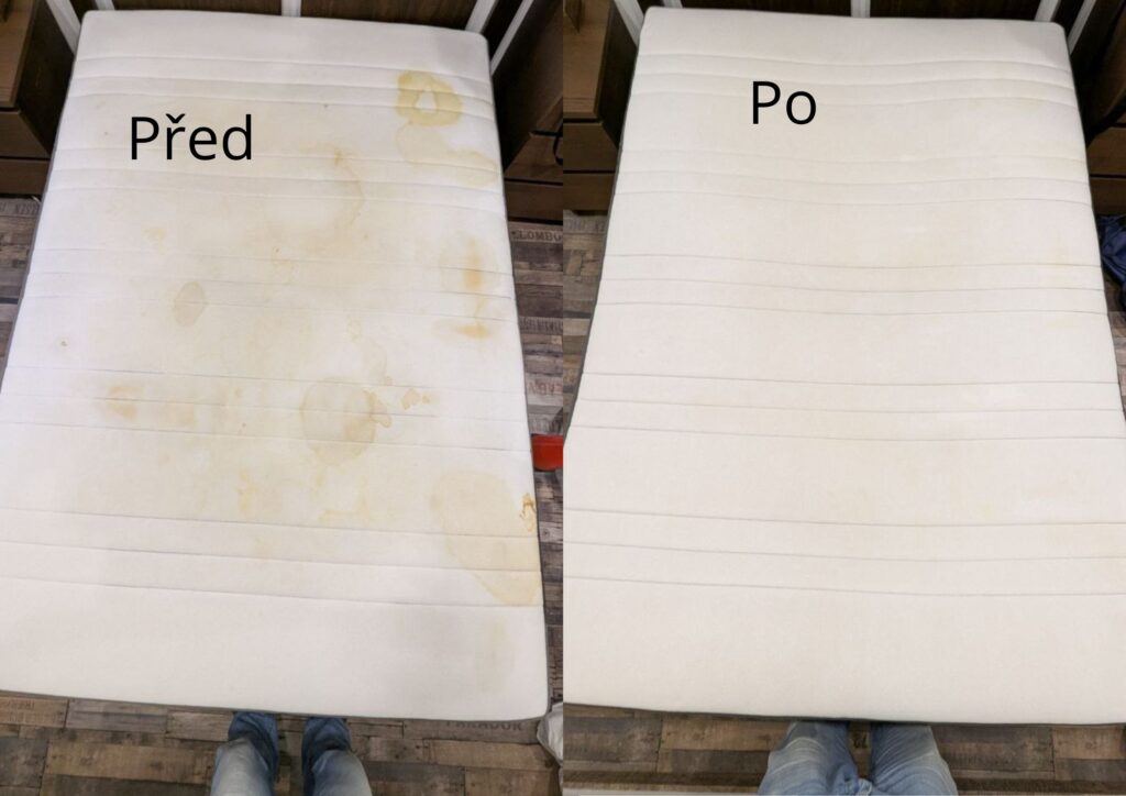 Matrace — hloubkové čištění — před a po