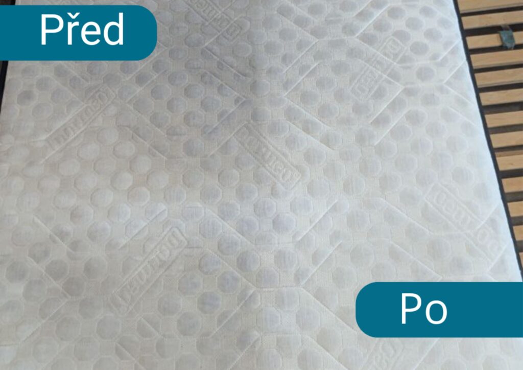 Matrace — odstranění skvrn — před a po